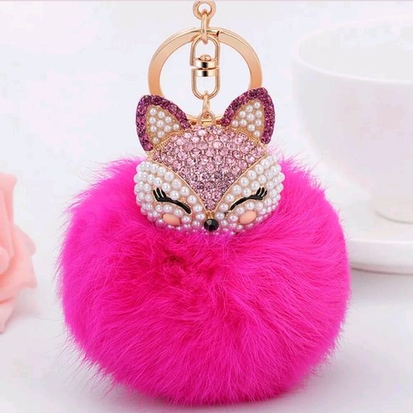 Bling kitty bag charm -Hot Pink - Picture 1 of 4